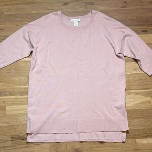 Cynthia Rowley Light Pink Drop Shoulder 3/4 sleeve Crewneck Sweater Women’s 1X